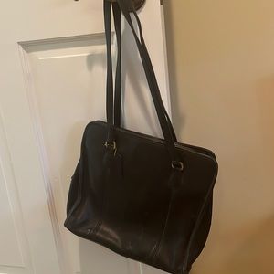 Black leather coach handbag